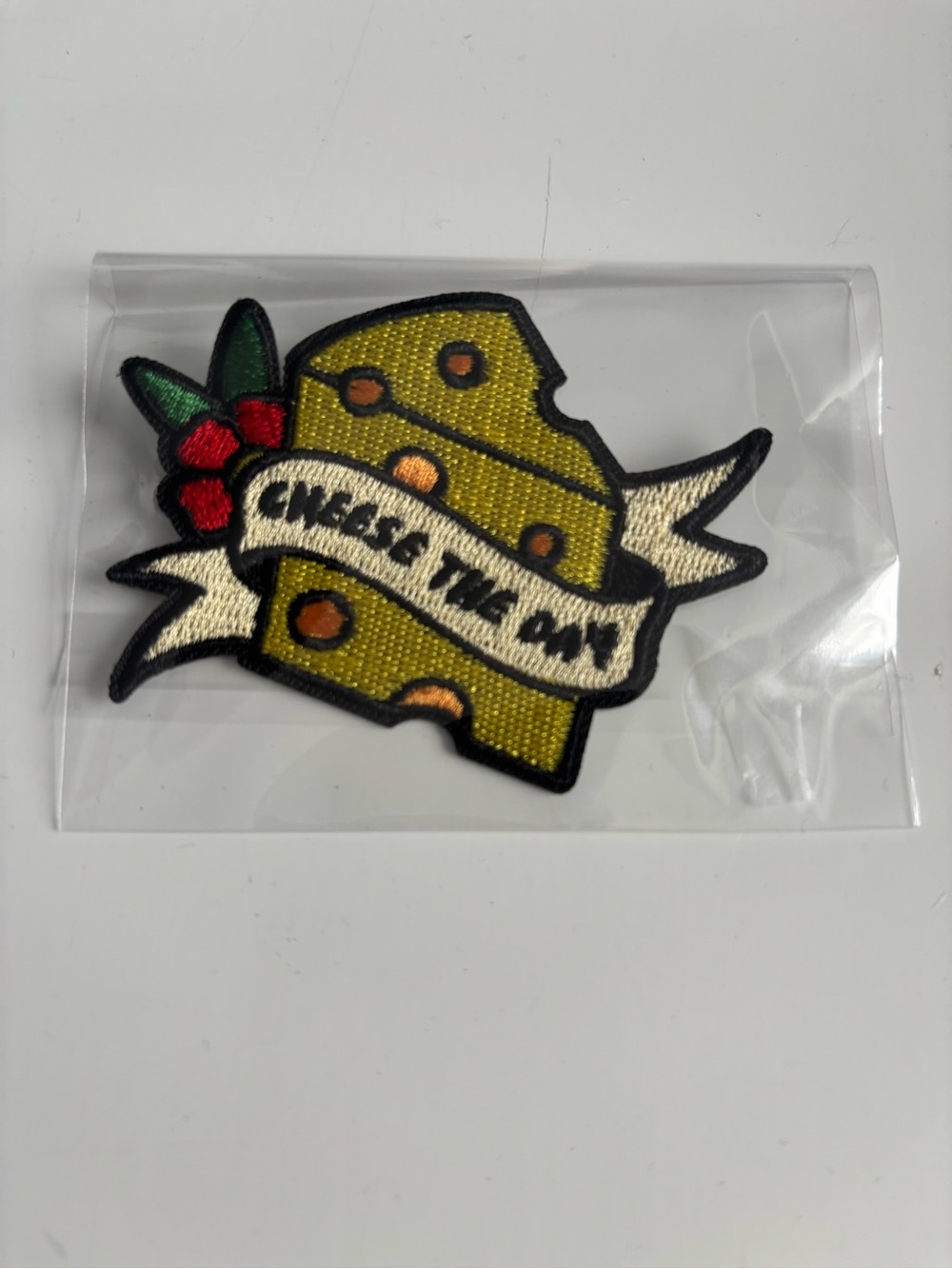 NEW Iron on Patch “Cheese the day”